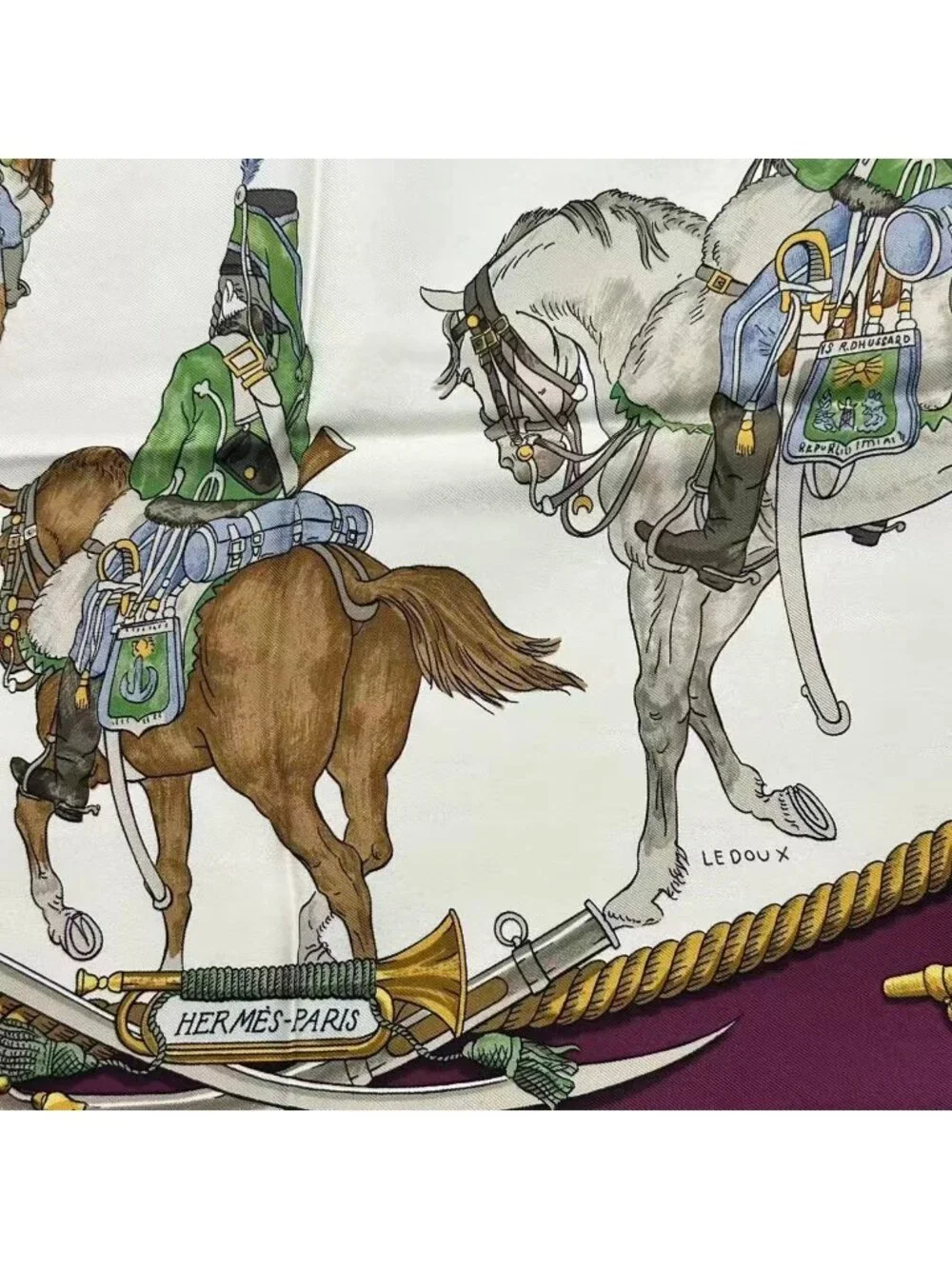 Hermes Scarf Silk Marine Et Cavalerie Sea and Cavalry - Picture 8 of 9